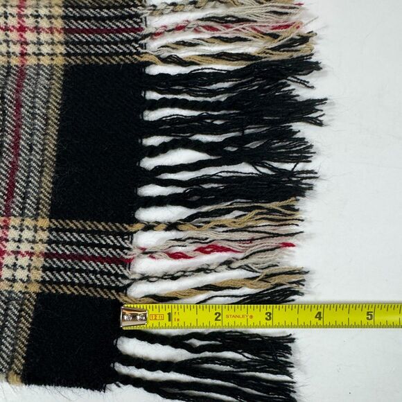 London Fog Black Cream Red Plaid Scarf 8" x 56" Classic Tartan Checkered Warm - Picture 5 of 6